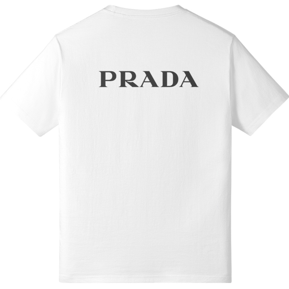 Prada White Tee with Black Doberman Trio and Red-Green Shoulder Stripes - Picture 2 of 5